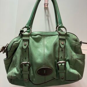 Fossil Mint Green Leather Shoulder Bag